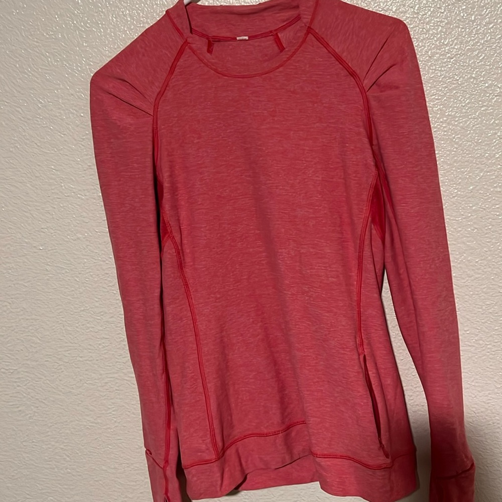 lululemon athletica Long Sleeve Performance Tee in Heathered Pink-Red
